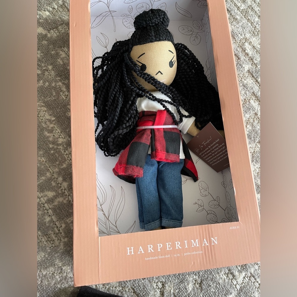 Harperiman Rae 14” Linen Doll with red flannel